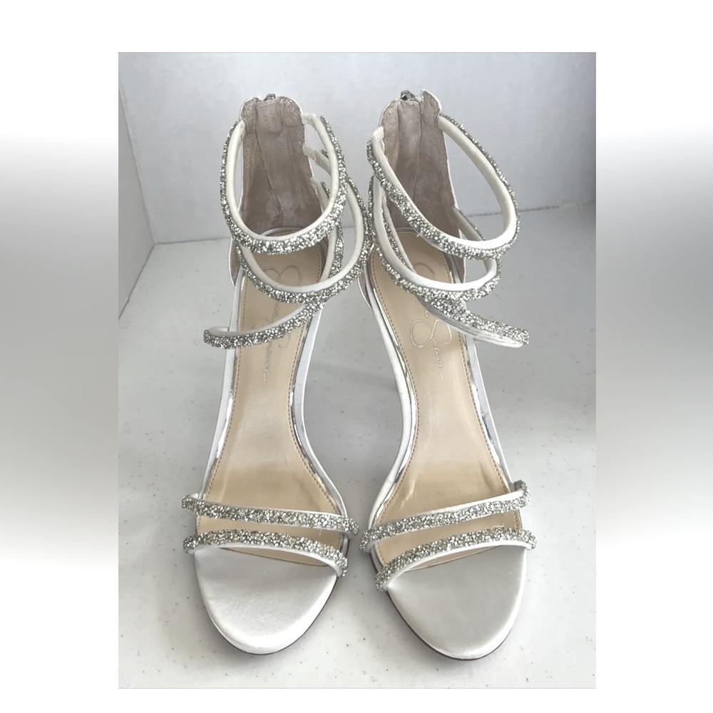 New Jessica Simpson White Rhinestone Trim Strappy Open Toe Women’s Shoes Size 6 - Picture 2 of 10